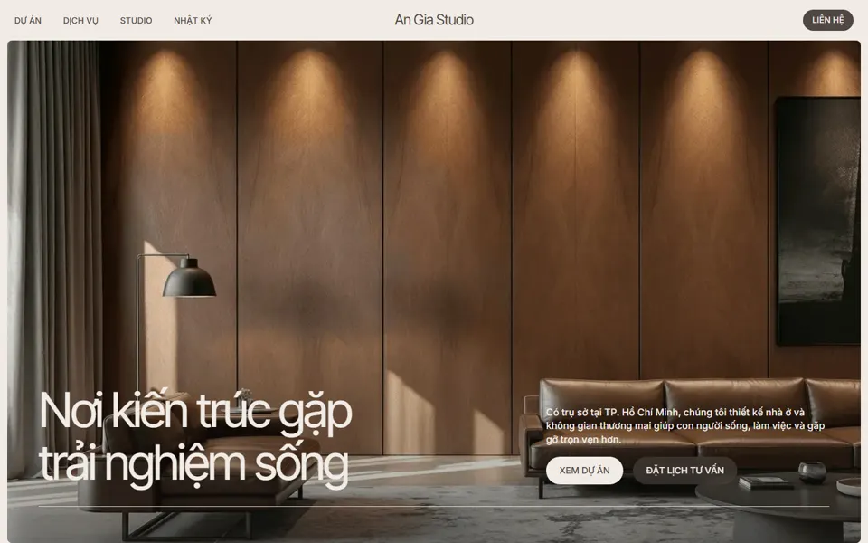 Website mẫu An Gia Studio — Kiến trúc & nội thất