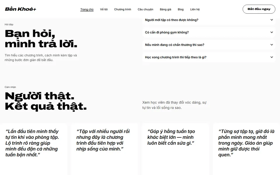 Website mẫu Bền Khoẻ+ — Huấn luyện viên cá nhân