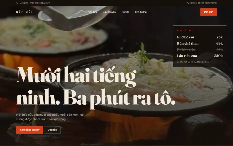 Website mẫu Bếp Củi — Nhà hàng