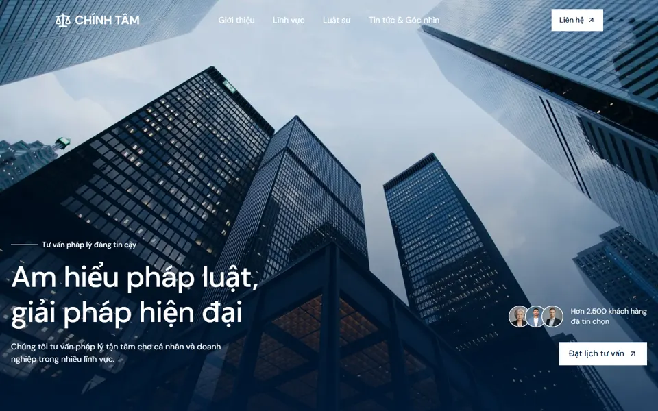 Website mẫu Chính Tâm Law — Văn phòng luật