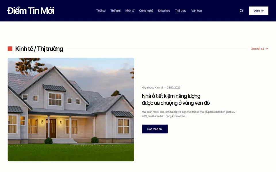 Website mẫu Điểm Tin Mới — Báo điện tử