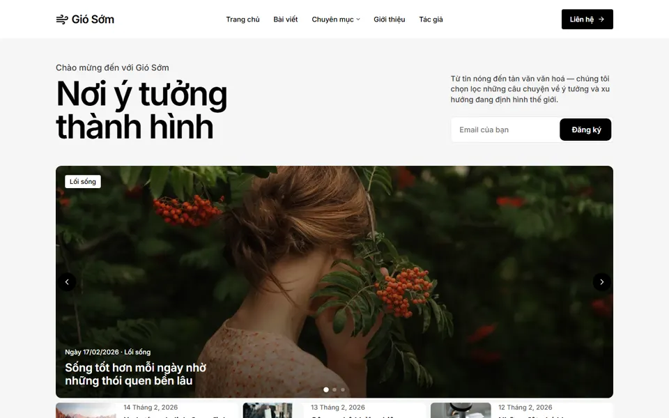 Website mẫu Gió Sớm — Tạp chí, blog