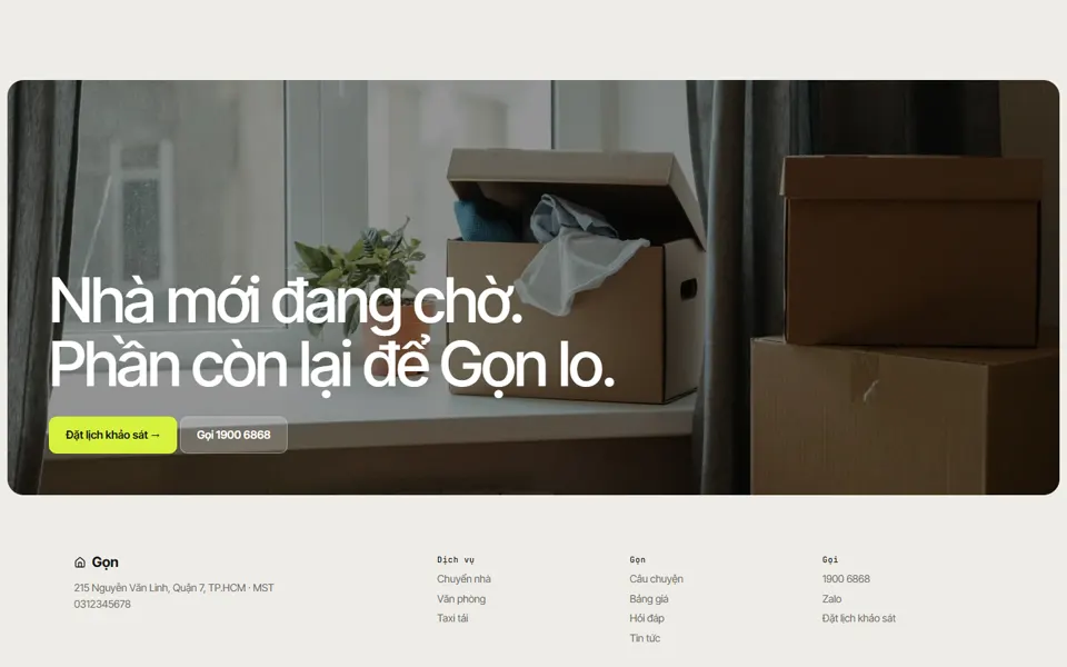 Website mẫu Gọn — Chuyển nhà