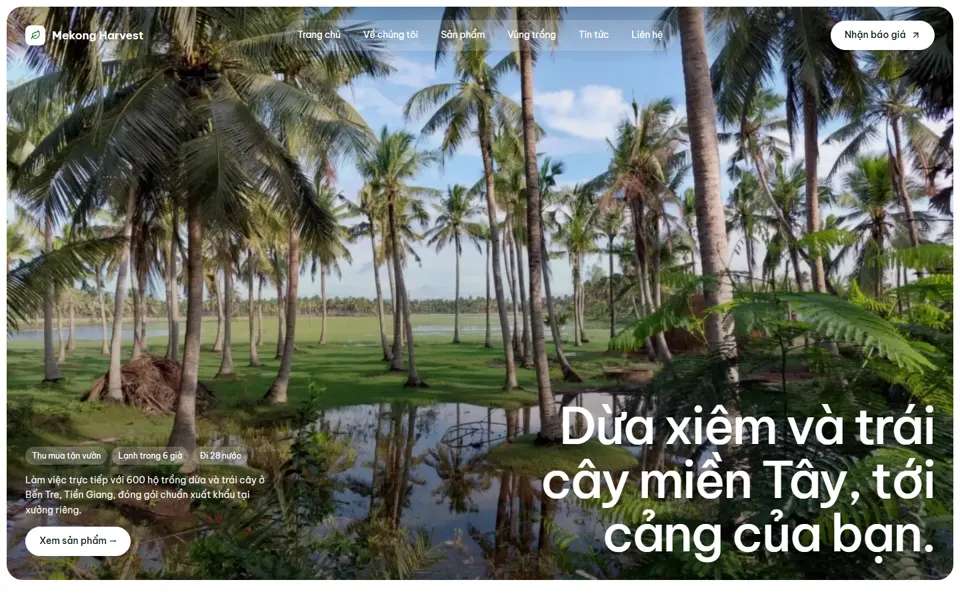 Website mẫu Mekong Harvest — Nông sản xuất khẩu