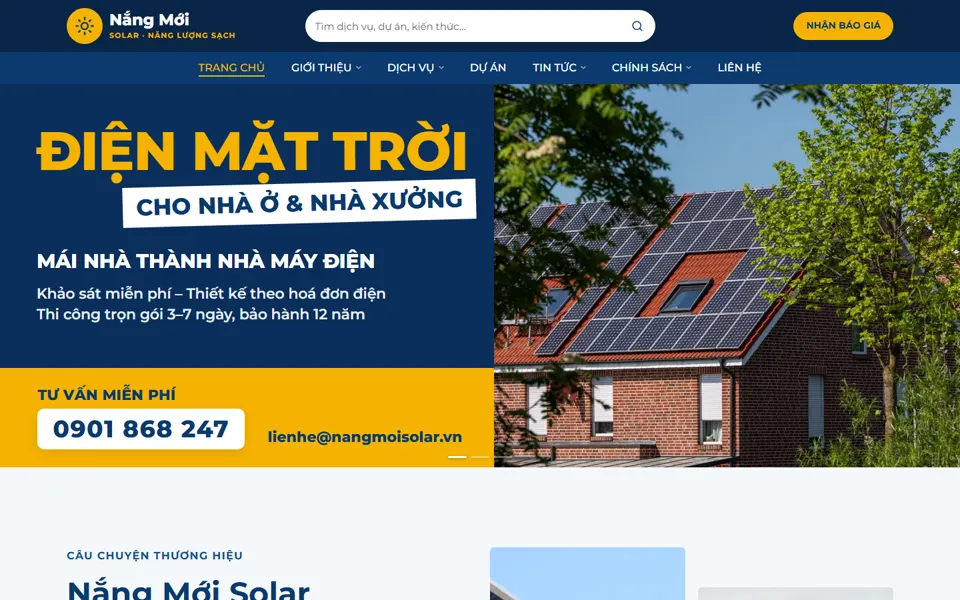Website mẫu Nắng Mới Solar — Lắp điện mặt trời