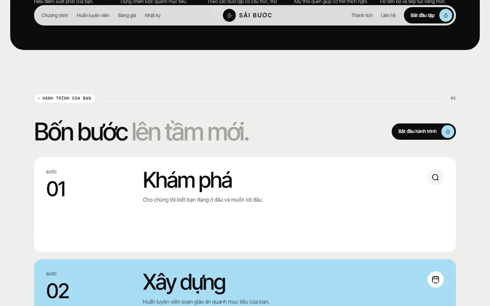 Website mẫu Sải Bước — Trung tâm thể lực