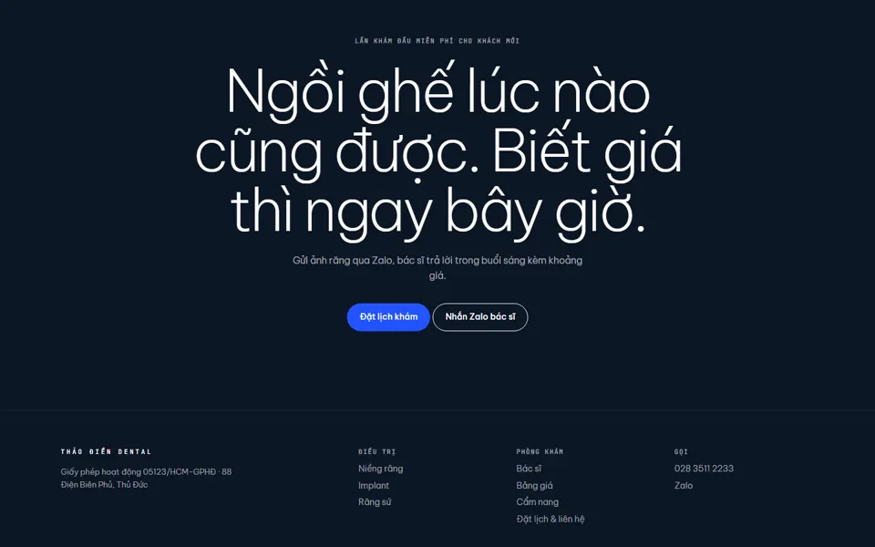 Website mẫu Thảo Điền Dental — Nha khoa
