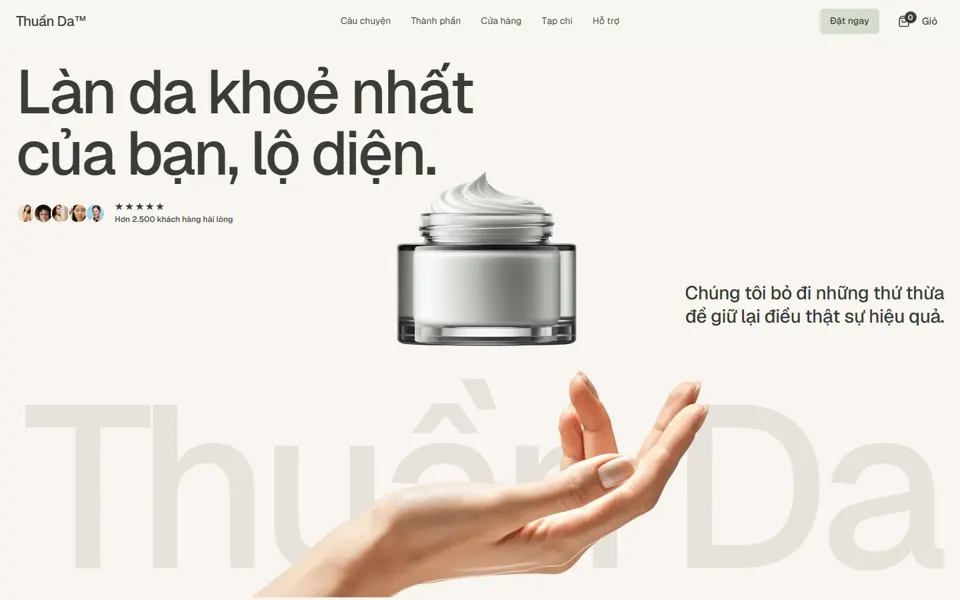 Website mẫu Thuần Da — Mỹ phẩm — landing một sản phẩm